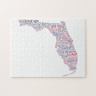 Florida USA Slang Ord Art Karta Jigszle Puzzle Pussel