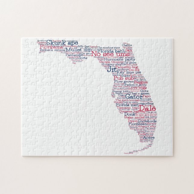 Florida USA Slang Ord Art Karta Jigszle Puzzle Pussel (Horisontell)