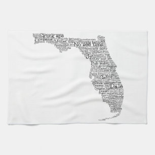 Florida USA Slang Ord Art Karta Kitchen Towel Kökshandduk