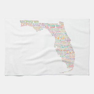 Florida USA Slang Ord Art Karta Kökshandduk