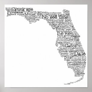 Florida USA Slang Ord Art Karta Poster