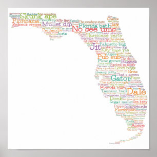 Florida USA Slang Ord Art Karta Poster