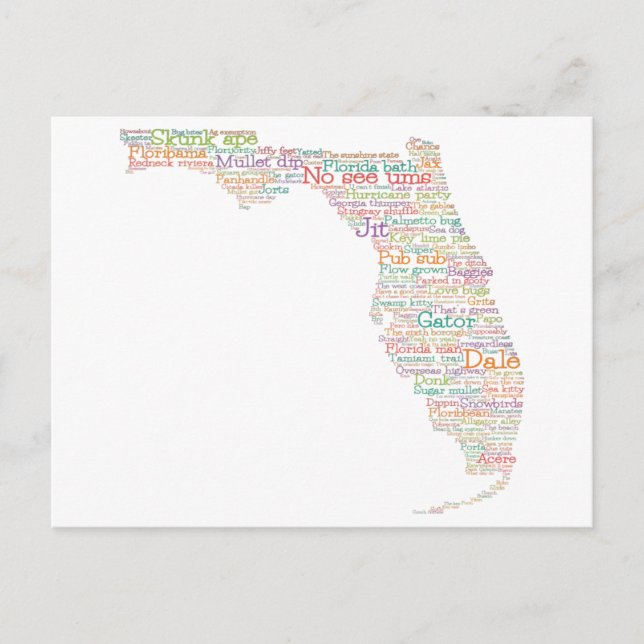 Florida USA Slang Word Art Kart Postkort Vykort (Framsida)