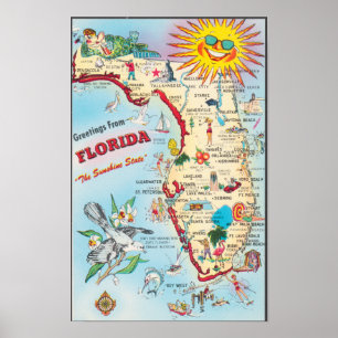 FLORIDA USA, Välkomstkarta Poster