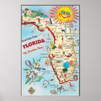 FLORIDA USA, Välkomstkarta Poster
