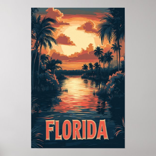 Florida USA Vintage Illustration Resa Poster (Framsidan)