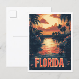 Florida USA Vintage Illustration Travel Vykort