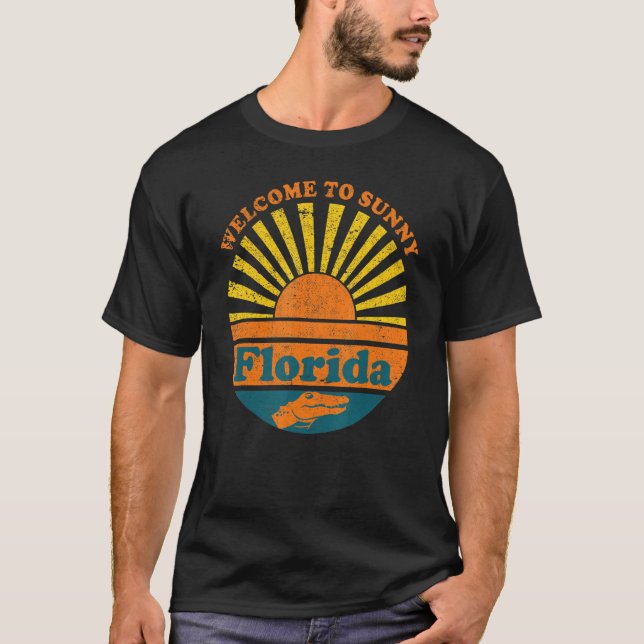 Florida Välkommen till Sunny Florida Alligator Gat T Shirt (Framsida)