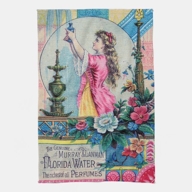 Florida vatten vintage parfym och victorian deco kökshandduk (Vertikal)