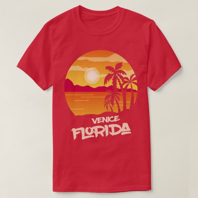 Florida Venice Vacation Handflatan träd Ocean Surf T Shirt (Design framsida)
