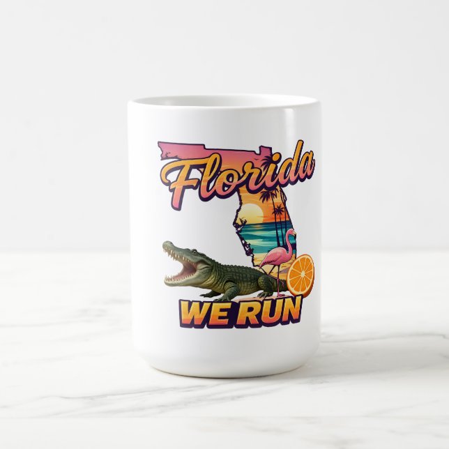 Florida Vi Springar Solnedgång Alligator Flamingo  Kaffemugg (Center)