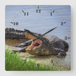 Florida vild alligator med öppen mun  fyrkantig klocka