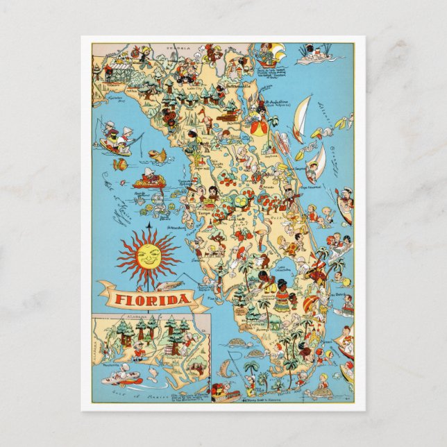 Florida Vintage Funny Postcard Vykort (Framsida)