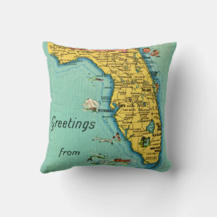 Florida Vintage Karta Kudde