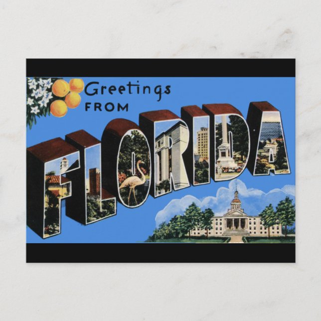 Florida Vintage Reseminnelsekort Vykort (Framsida)