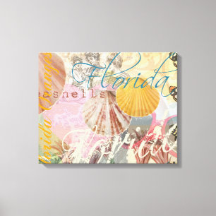 Florida Vintage resor Beach Seashell Snäcka Art Canvastryck