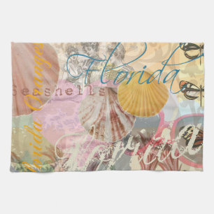 Florida Vintage resor Beach Seashell Snäcka Art Kökshandduk