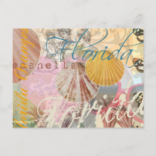 Florida Vintage resor Beach Seashell Snäcka Art Vykort
