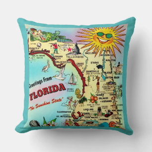Florida vykortskarta kastkudde kudde