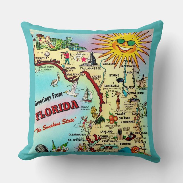 Florida vykortskarta kastkudde kudde (Framsida)
