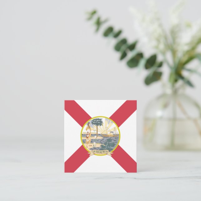Floridaflaggan: Solskensstaten för Floridas invåna Fyrkantigt Visitkort (Stående Fram)