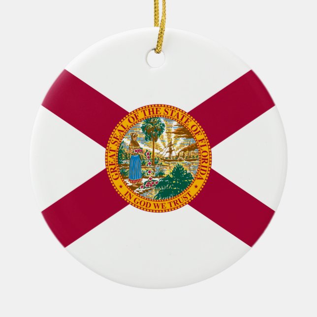 Floridas delstatsflagga julgransprydnad keramik (Framsidan)
