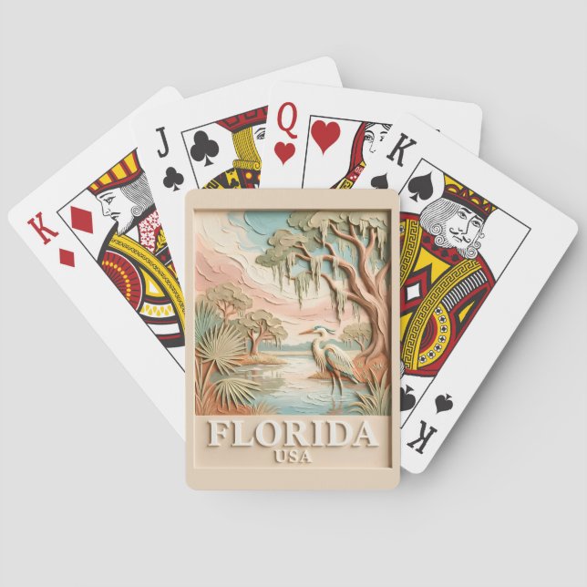 Floridas Everglades Vilda Fåglar Textur Landskap Casinokort (Baksidan)