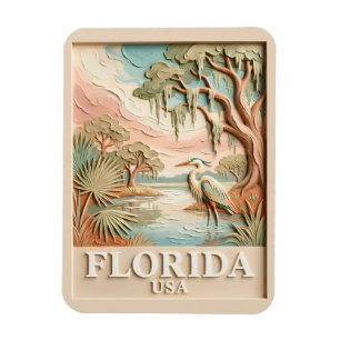 Floridas Everglades Vilda Fåglar Textur Landskap Magnet