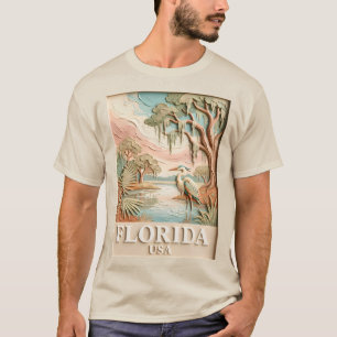 Floridas Everglades Vilda Fåglar Textur Landskap T Shirt