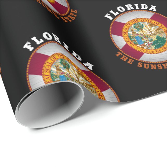 FLORIDAS STATSFANA INPACKNINGSPAPPER PRESENTPAPPER (Rullad Hörn)