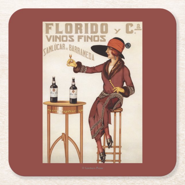 Florido Vinos Finos - Sanlucar de Barrameda Underlägg Papper Kvadrat (Framsidan)