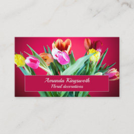 Floriserade röda tulpaner med anpassade visitkort