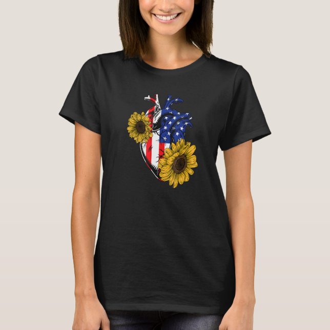 Florist American Flagga 4 juli Blommigt Anatomical T Shirt (Framsida)