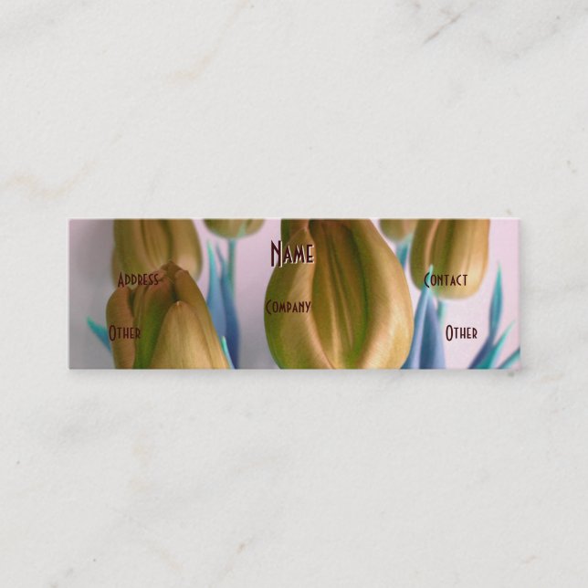 Florist - Beige Blue Tulips Mini Visitkort (Framsida)