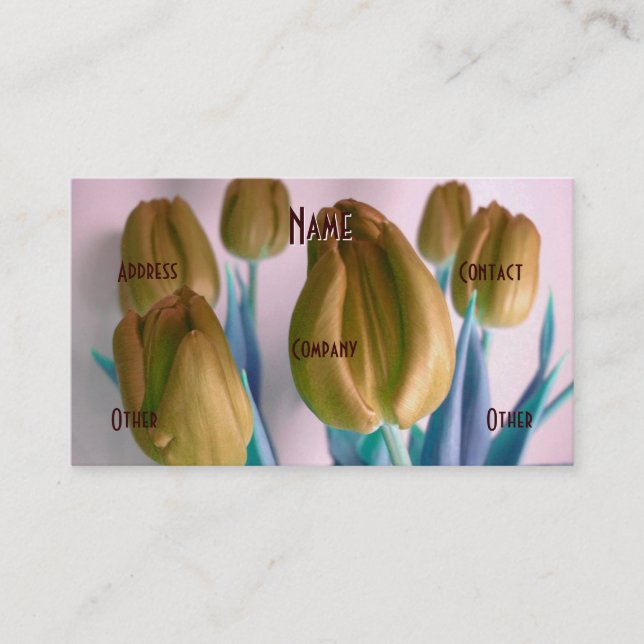 Florist - Beige Grönt Tulips Visitkort (Framsida)