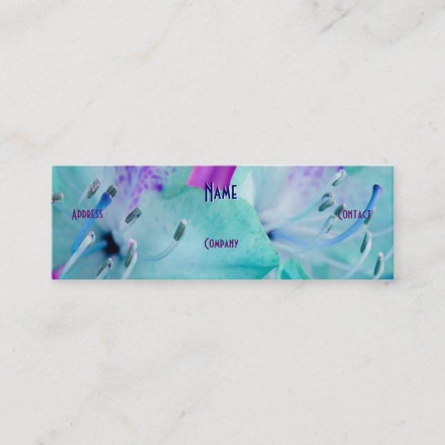 Florist - blå Blommigt Mini Visitkort (Framsida)