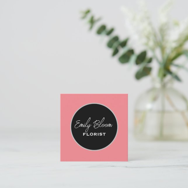 Florist, blommor fyrkantigt visitkort (Stående Fram)