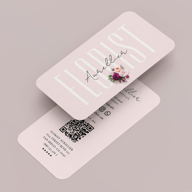 Florist Botanist Aesthetic Rosa Modern Visitkort (Florist Botanist Aesthetic Pink Modern Business Card
)