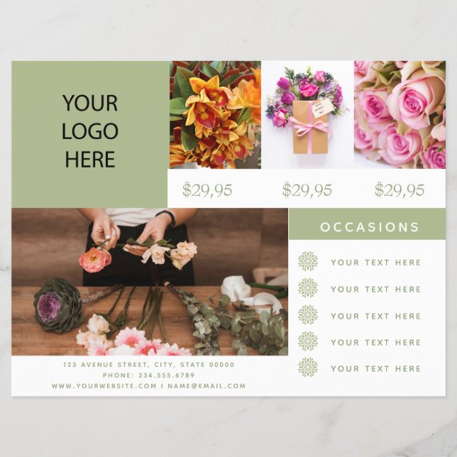 Florist Business Photo Logotyp Reklamblad (Framsidan)