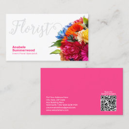 Florist Colorful Blommigt Bouquet med QR Code Whit Visitkort