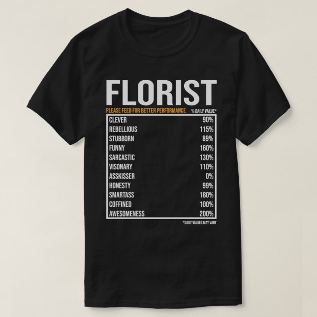 Florist Daily Value roligt Florist T Shirt (Design framsida)