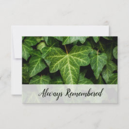 Florist Edition 🌿 Ivy Photo 'Alltid ihågkommen' Anteckningskort