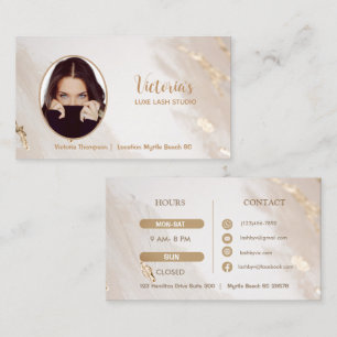 Florist Elegant Black & Guld Modern Blommigt Shop Visitkort