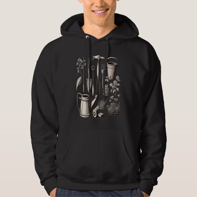 Florist Gardener Dad Grayscale Gardening Tools  2 Hoodie (Framsida)