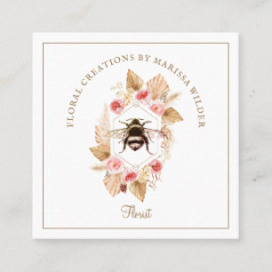Florist honey Bee Rosa Boho Blommigt Fyrkantigt Visitkort