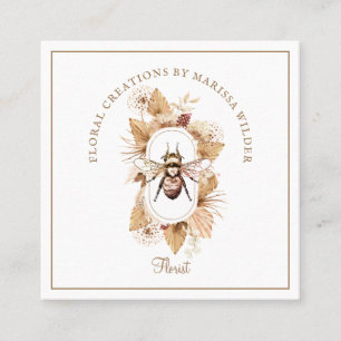Florist honey Bee Rosa Boho Blommigt Square Bu Fyrkantigt Visitkort