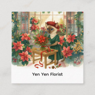 Florist jul - tema som arrangerar blommor fyrkantigt visitkort