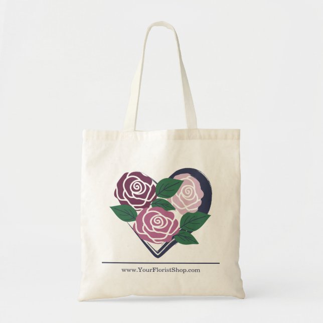Florist Merch Lila Heart Tre Rosa ros Tygkasse (Framsidan)