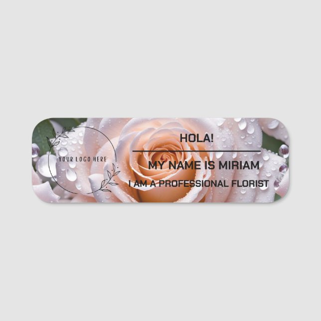 Florist mindre formellt namn bricka. Ro bakgrund. Namnbricka (Framsida)