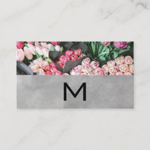 Florist Monogram och vattenfärgblock Visitkort
